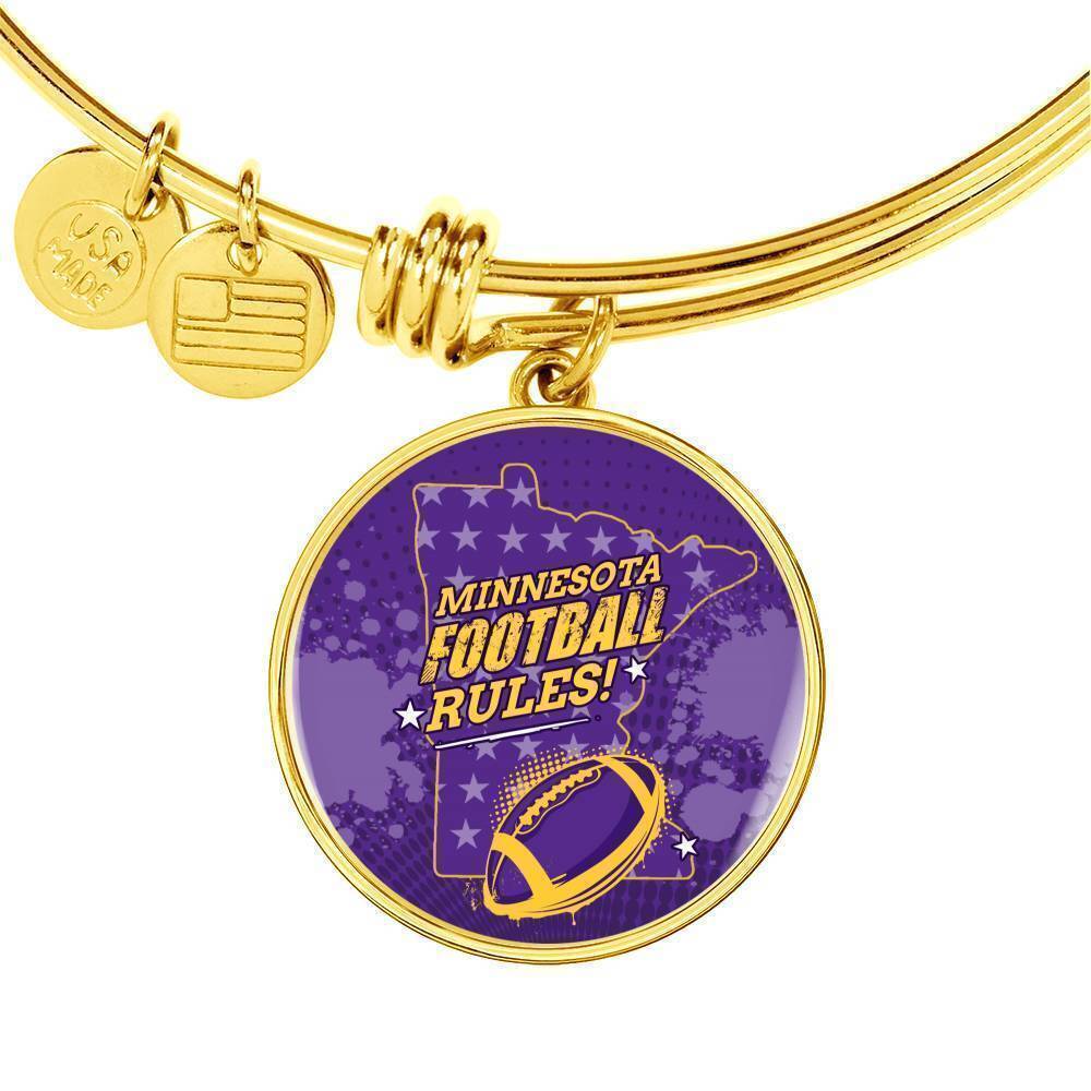 Minnesota Sports Fan Football Personalized Engraved Gold Circle Bangle Bracelet